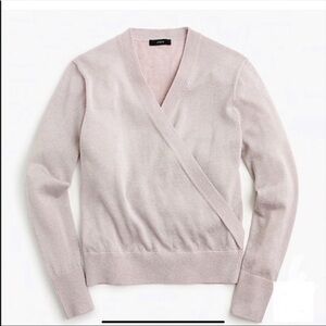 J. Crew Shimmering Lurex Faux-Wrap Sweater. Blush color. New.